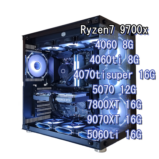 スモールラボ AMD Ryzen7 9700x ガラス2面ATX ゲーミングPC 簡易水冷 360mm ブラック 黒