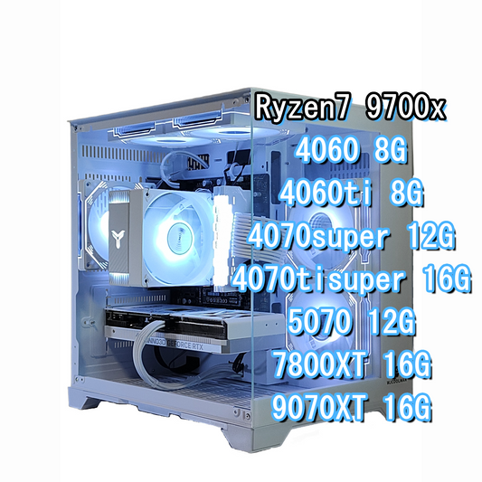 スモールラボ AMD Ryzen7 9700x RTX40 ガラス2面コンパクト ゲーミングPCホワイト 白