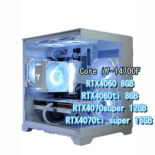 スモールラボ Intel Core i7-14700F RTX40 ガラスコンパクト ゲーミングPC  ホワイト 白