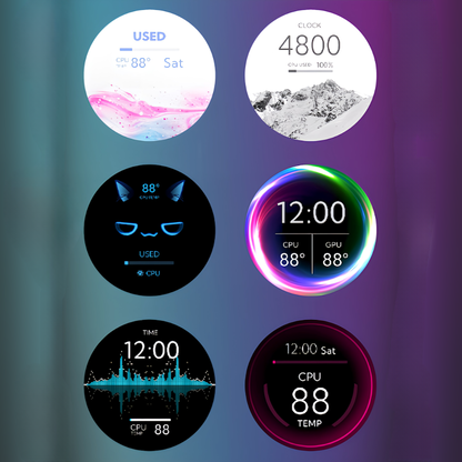 2.1寸水冷副屏 IPS圆形屏 内置屏 360度旋转壁纸