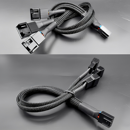COOLMOON ファンケーブル マザーボード 4pin 3分岐 ファン速度調整 PWM 27cm 温度制御延長ケーブル 3pin使用可能