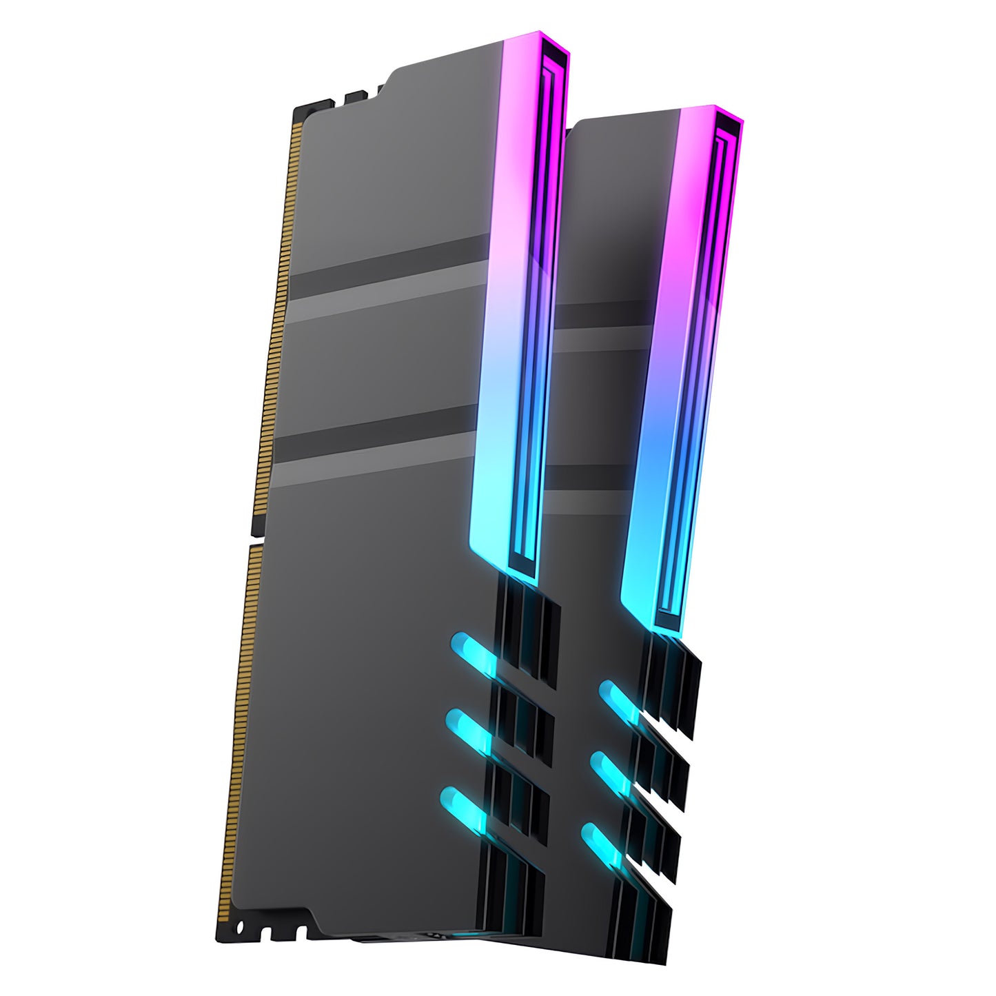 メモリ ヒートシンク インフィニティーミラー LED ARGB 5v 3pin RAM RGB 冷却 アルミニウム 2個入りセット (ブラック)