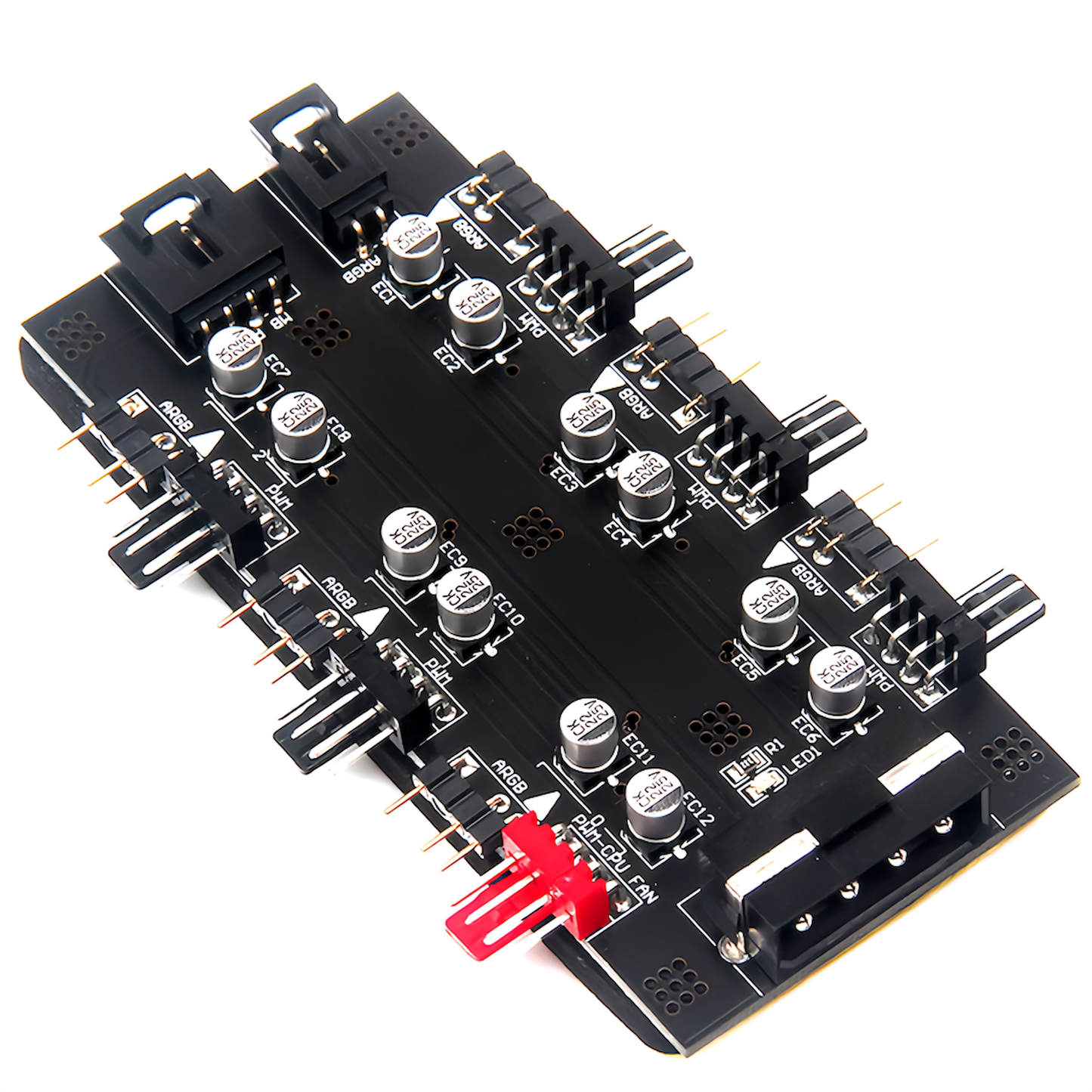 ARGB 5v 3pin 4pin 6-port fan hub controller for LED parts, supports motherboard control, supports fan speed control
