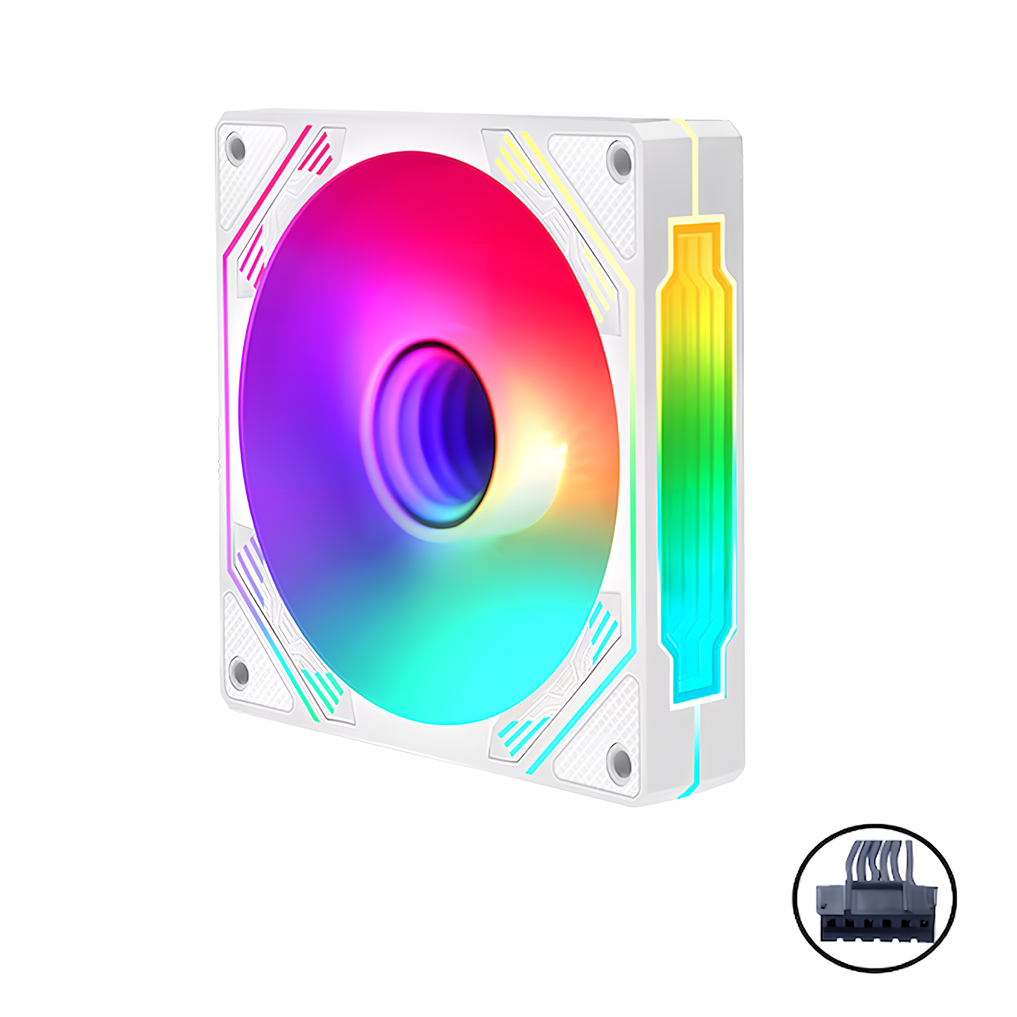 PCケースファン 120mm LED ARGB 6pin 色変更可能 ファン回転速度変更可能 インフィニティ―ミラー (1枚)ホワイト