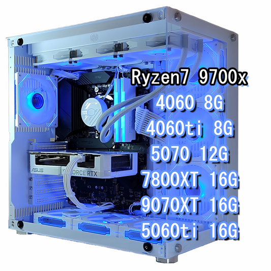 スモールラボ AMD Ryzen7 9700x ガラス2面ATX ゲーミングPC 簡易水冷 360mm ホワイト 白