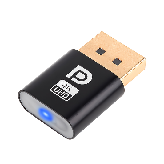 ディスプレイポート DP ダミープラグアダプター4K@17Hz / WQXGA@30Hz / FHD@60Hz 仮想 バーチャル ヘッドレス ゴースト シュミレーション エミュレーター VR用途 リモート用途 ブラック 黒 (ディスプレイポート)