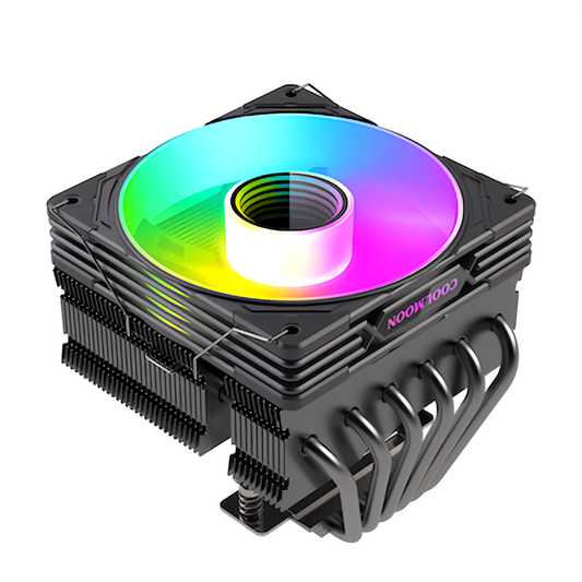 COOLMOON CPUクーラートップフロー空冷クーラー 120mm LED ARGB 5v 3pin LGA1700/1200/115X AMD:AM5/AM4ソケットに対応 4pin PWM ファン制御 (ブラック)