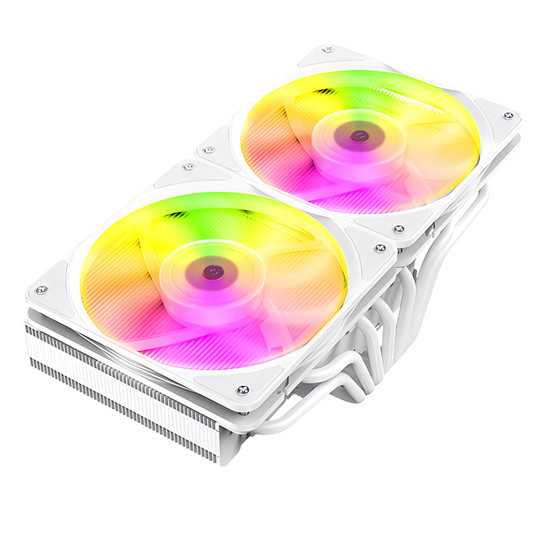 JF13K 240mm デュアルファン トップフロー CPUクーラー 空冷クーラー LED ARGB 5v 3pin LGA1700/1200/115X AMD:AM5/AM4ソケットに対応 4pin PWM ファン制御 (LEDホワイト)