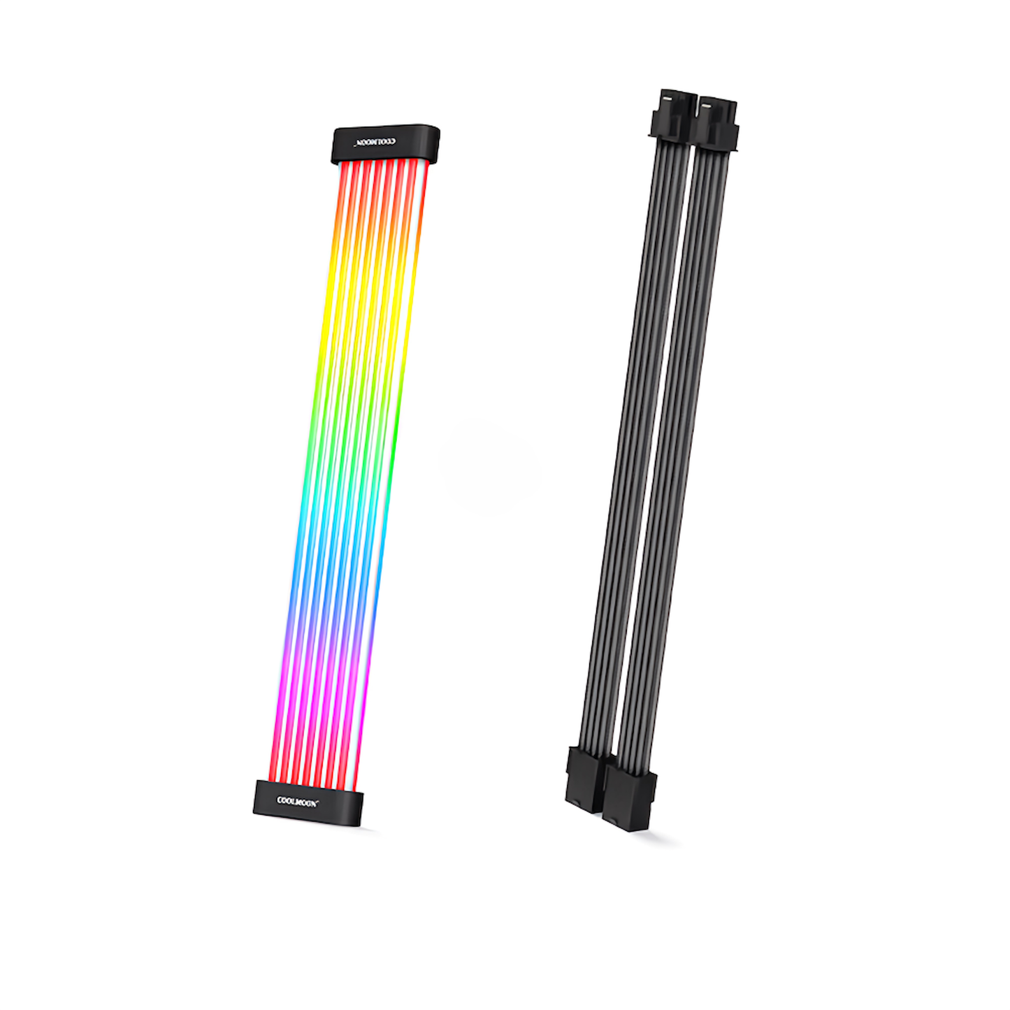 COOLMOON LED Sleeved Cable ARGB 5v 3pin Extension Cable 30cm Power Supply Unit Gaming PC Graphics Board Cable Black (8pin x 2)