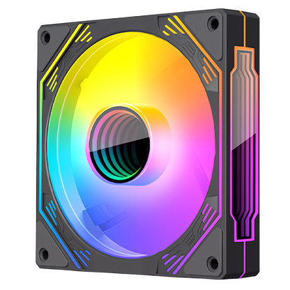 COOLMOON HiFrost PCケースファン5枚セット 120mm  4pin PWM LED ARGB 5v 3pin ファンハブ コントローラー付き リモコン 色変更可能 ファン回転速度変更可能 インフィニティ―ミラー