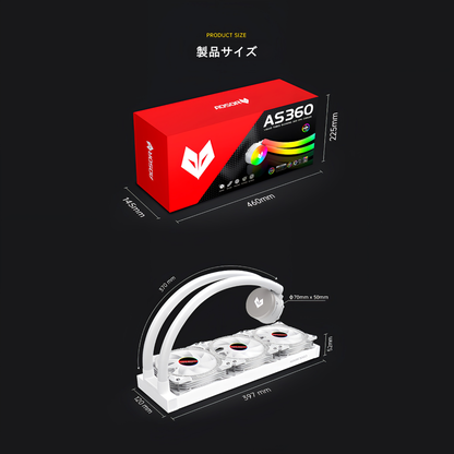 COOLMOON ホースLED 簡易水冷クーラー 360 mm CPUクーラー LED ARGB 5v 3pin LGA1700/1200/115X AMD:AM4ソケットに対応 4pin PWM ファン制御