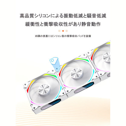 COOLMOON PCケースファン3枚セット 連結可能 フィン非発光 120mm 4pin PWM LED ARGB 5v 3pin 色変更可能 ファン回転速度変更可能 連結ケーブルレス インフィニティ―ミラー