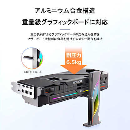 COOLMOON グラフィックボードスタンド GPUスタンド ブラケット ホルダー LED ARGB 5v 3pin GPU ビデオカード マグネット 磁石 支え 垂れ防止 脱落防止 インフィニティ―ミラー ホワイト 白