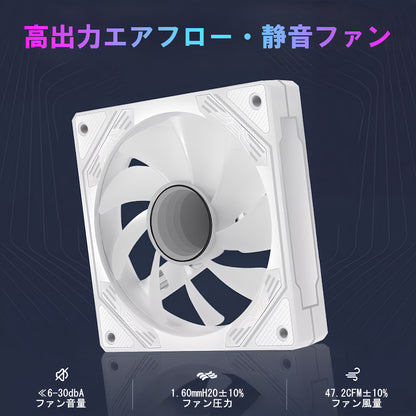 インフィニティ―ミラー PCケースファン5枚セット 120mm LED ARGB 6pin ハブ コントローラー付き リモコン 色変更可能 ファン回転速度変更可能 ペリフェラル電源