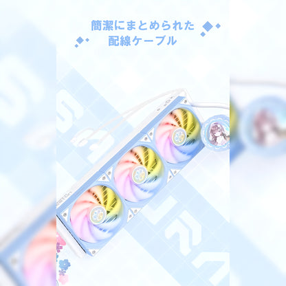 YT-360 簡易水冷クーラー 360mm CPUクーラー LED ARGB 5v 3pin LGA1700/1200/115X AMD:AM5/AM4ソケットに対応 4pin PWM ファン制御 水色 ホワイト 嫁