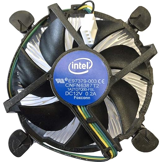 インテルE97379-003 Core i3/i5/i7 ソケット1150/1155/1156 デスクトップPCコンピュータ用アルミヒートシンクと3.5インチのファン付き4ピンコネクタCPUクーラー