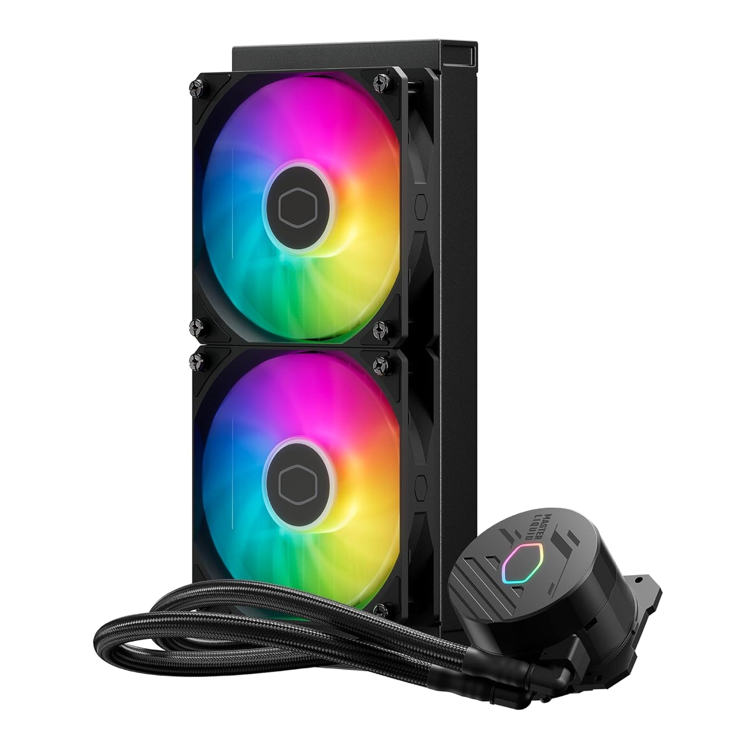 Cooler Master MasterLiquid 240L コア 240mm クローズループ AIO リキッドクーラー ARGB 同期 Gen S コールドプレートポンプ 120mm PWM CryoFuze 14W/mK AMD Ryzen AM5/AM4 Intel LGA1700/1200 (MLW-D24M-A18PZ-R1) ブラック