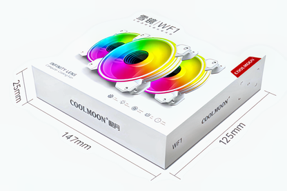 COOLMOON PCケースファン1枚 120mm  4pin PWM LED ARGB 5v 3pin  インフィニティ―ミラー