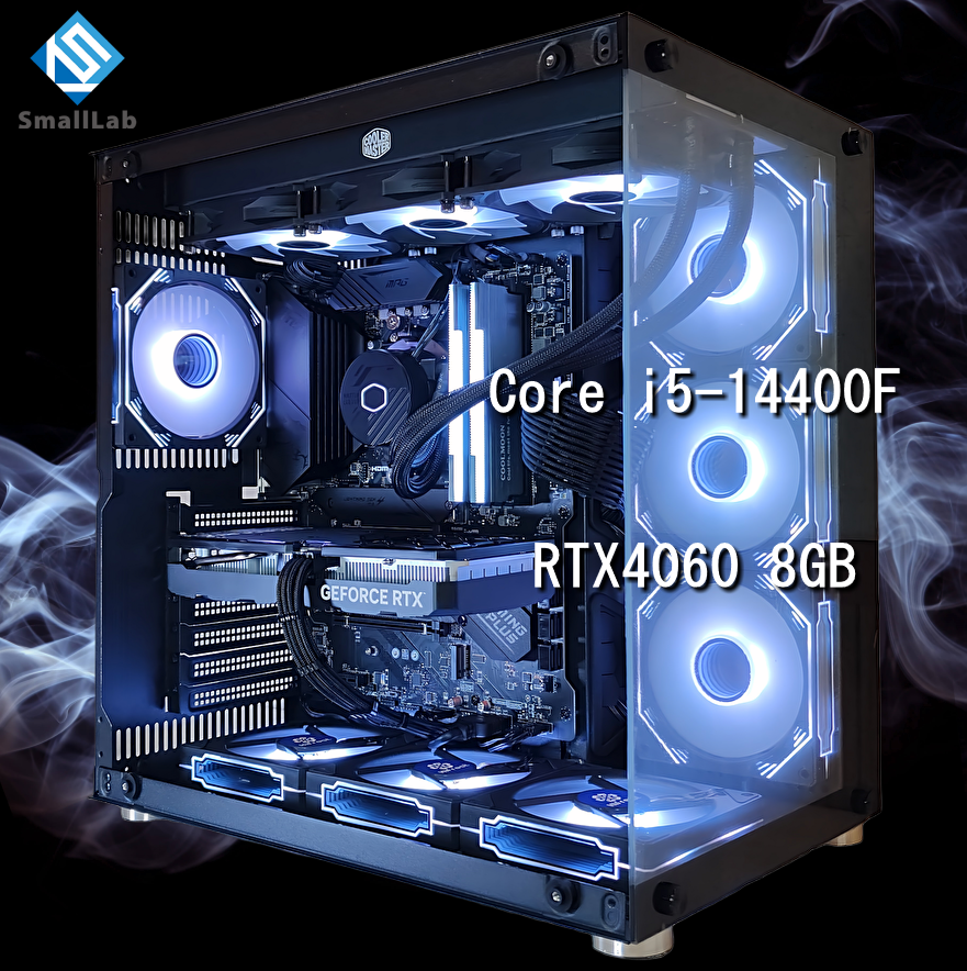 Intel Core i5-14400F／RTX4060 8GB ガラス2面ATX ゲーミングPC  簡易水冷 360mm ブラック 黒