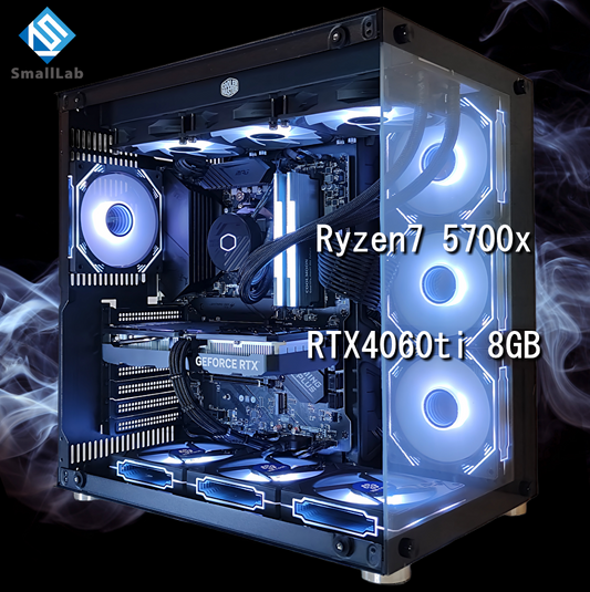 AMD Ryzen7 5700x／RTX4060ti 8GB  ガラス2面ATX ゲーミングPC  簡易水冷 360mm ブラック 黒