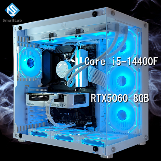 Intel Core i5-14400F／RTX5060 8GB ガラス2面ATX ゲーミングPC 簡易水冷 360mm ホワイト 白