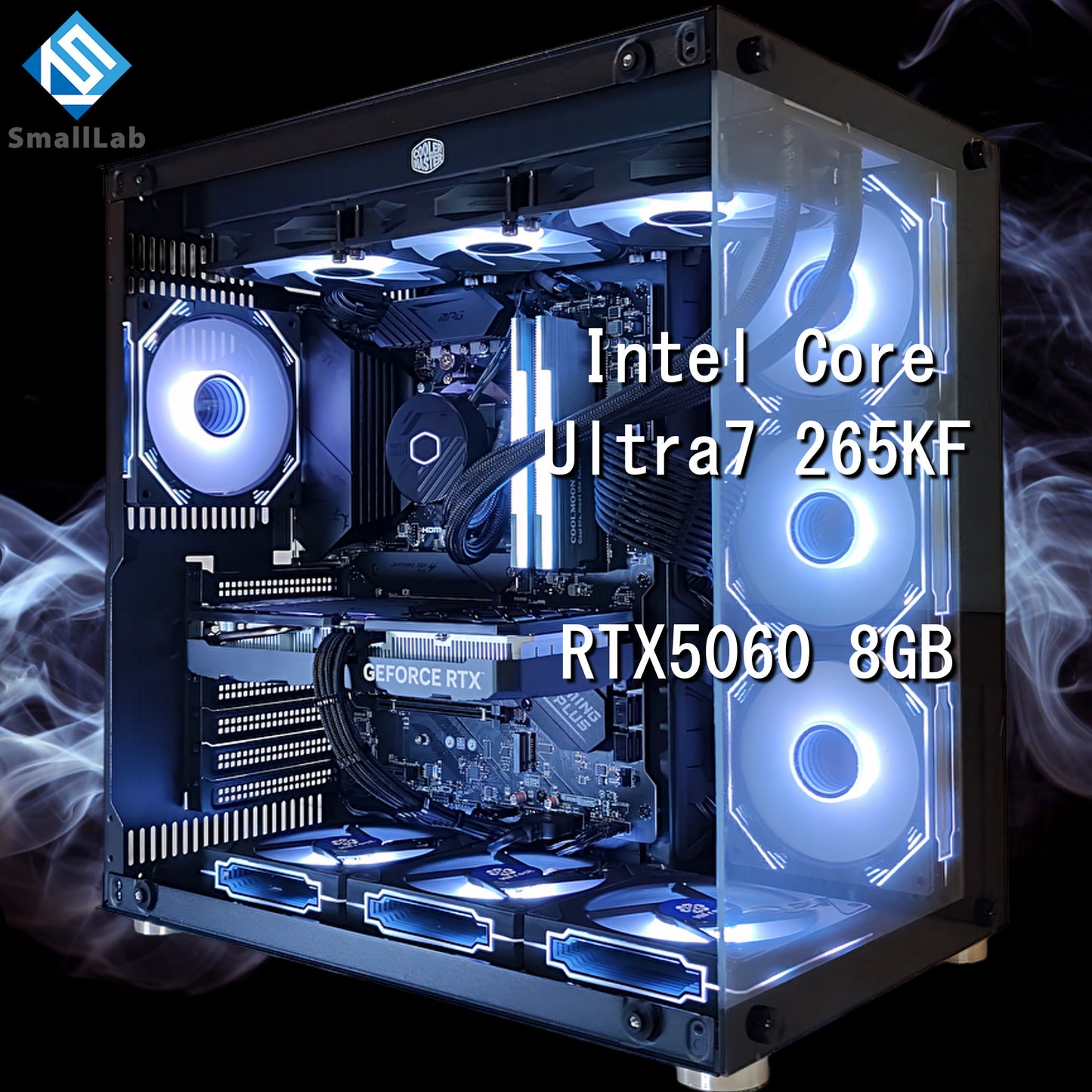 Intel Core Ultra 7 265KF ／ RTX5060 8GB ガラス2面ATX ゲーミングPC Windows11 Home  簡易水冷 360mm ブラック 黒