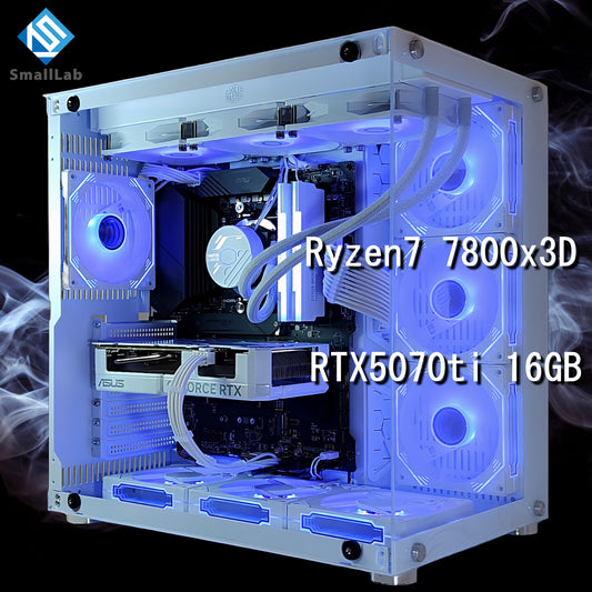 AMD Ryzen7 7800x3D ／ RTX5070ti 16GB ガラス2面ATX ゲーミングPC  簡易水冷 360mm ホワイト 白