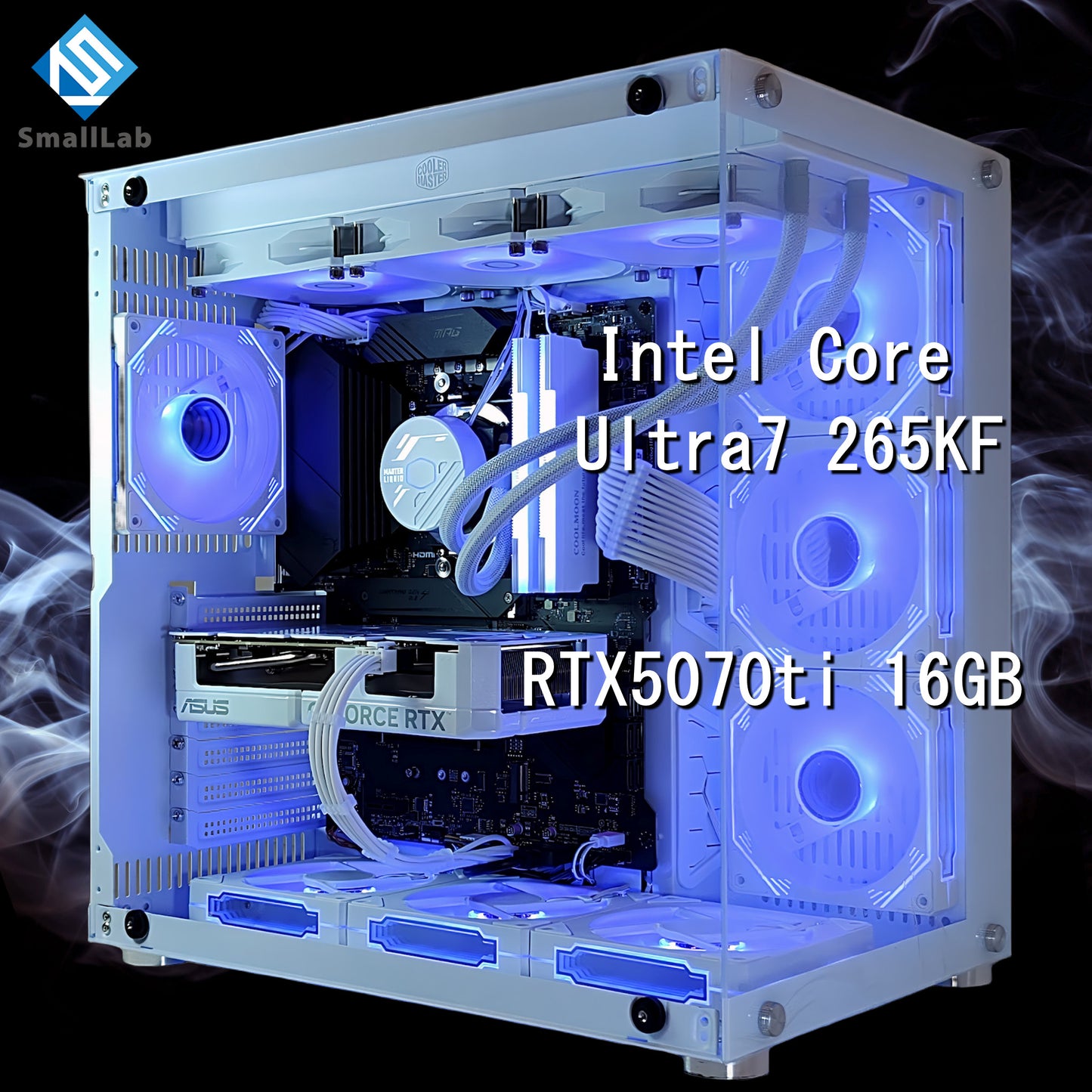 Intel Core Ultra 7 265KF ／ RTX5070ti 16GB ガラス2面ATX ゲーミングPC Windows11 Home  簡易水冷 360mm ホワイト 白