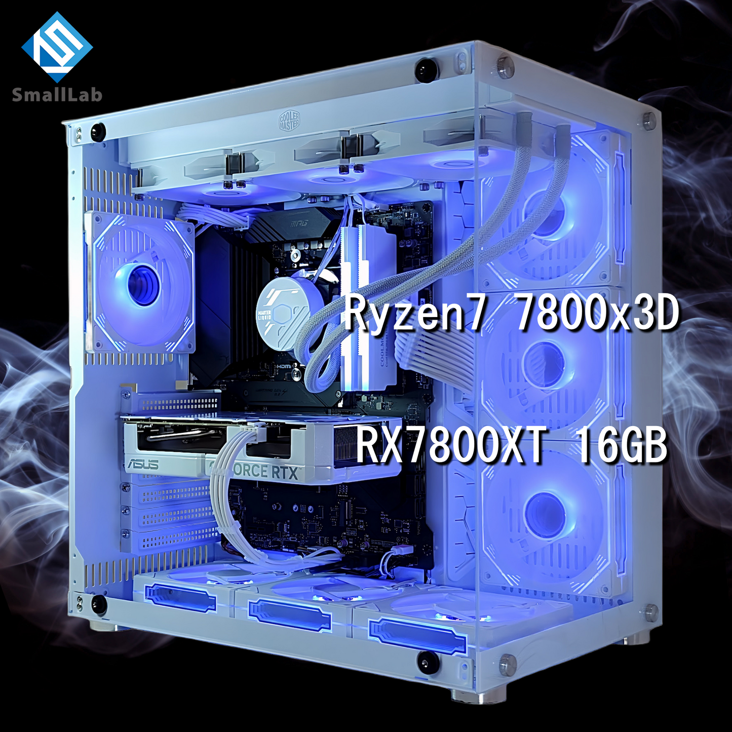AMD Ryzen7 7800x3D／RX7800XT 16GB ガラス2面ATX ゲーミングPC 簡易水冷 360mm ホワイト 白