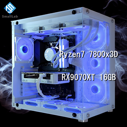 AMD Ryzen7 7800x3D／RX9070XT 16GB ガラス2面ATX ゲーミングPC 簡易水冷 360mm ホワイト 白