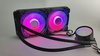 COOLMOON 简易水冷器 240mm 带温度显示功能 无边镜面 CPU 冷却器 LED ARGB 5v 3pin 兼容 LGA1700/1200/115X AMD:AM4 插座 4pin PWM 风扇控制