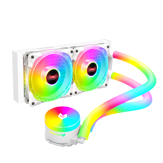 COOLMOON ホースLED 簡易水冷クーラー 240 mm CPUクーラー LED ARGB 5v 3pin LGA1700/1200/115X AMD:AM4ソケットに対応 4pin PWM ファン制御
