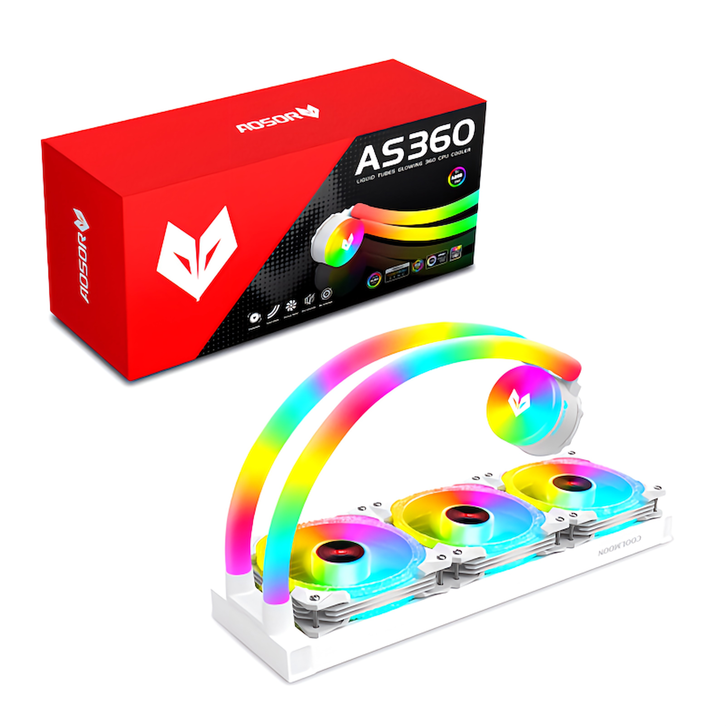 COOLMOON ホースLED 簡易水冷クーラー 360 mm CPUクーラー LED ARGB 5v 3pin LGA1700/1200/115X AMD:AM4ソケットに対応 4pin PWM ファン制御