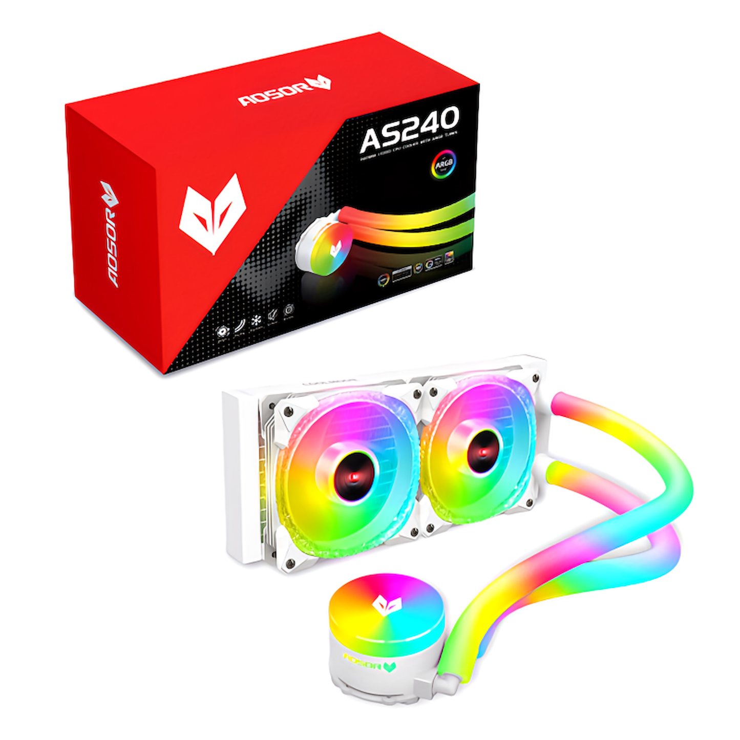 COOLMOON ホースLED 簡易水冷クーラー 240 mm CPUクーラー LED ARGB 5v 3pin LGA1700/1200/115X AMD:AM4ソケットに対応 4pin PWM ファン制御